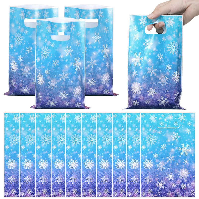 20/50pcs Snowflake Party Candy Gift Bags Christmas Cookie Snack Packaging Bag Kids Birthday Party Supplies New Year Decoration