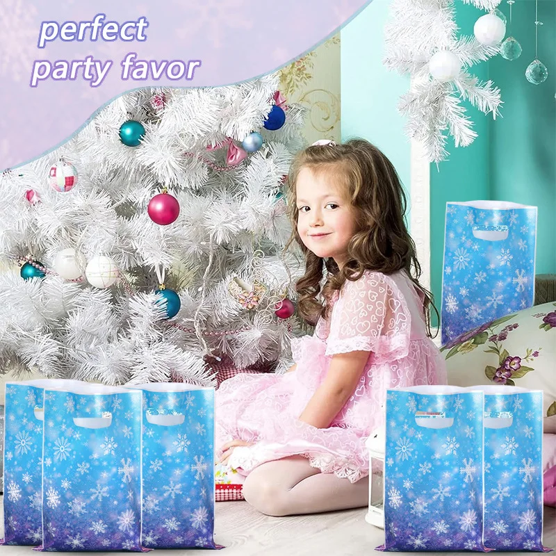 20/50pcs Snowflake Party Candy Gift Bags Christmas Cookie Snack Packaging Bag Kids Birthday Party Supplies New Year Decoration