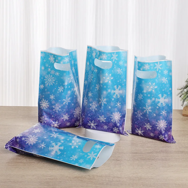 20/50pcs Snowflake Party Candy Gift Bags Christmas Cookie Snack Packaging Bag Kids Birthday Party Supplies New Year Decoration