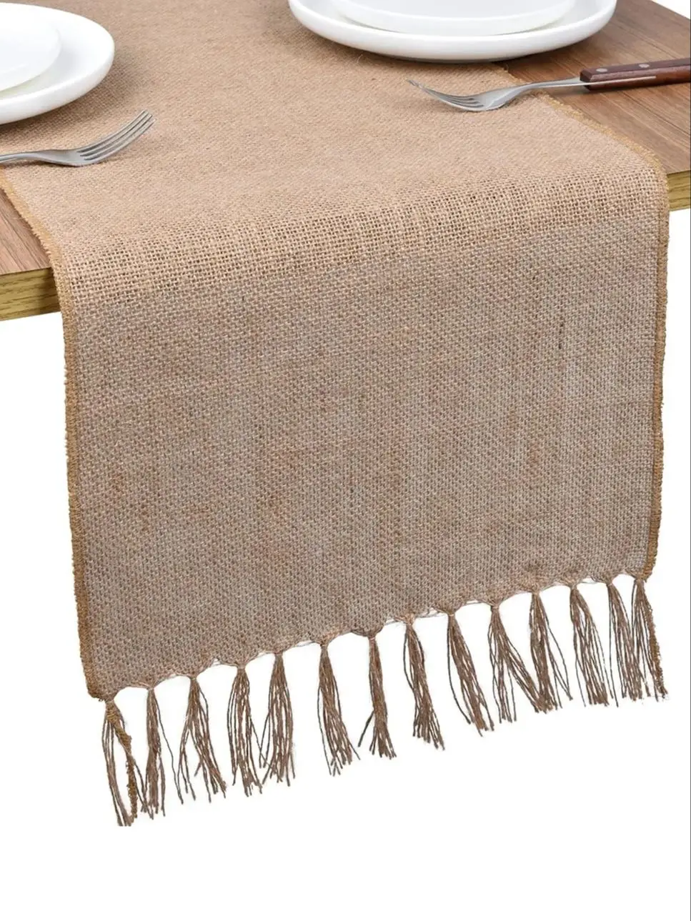 Natural Jute Burlap Table Runner Farmhouse Jute Fabric Chair Sashes Placemat Thanksgiving Rustic for Dining Christmas Home Decor
