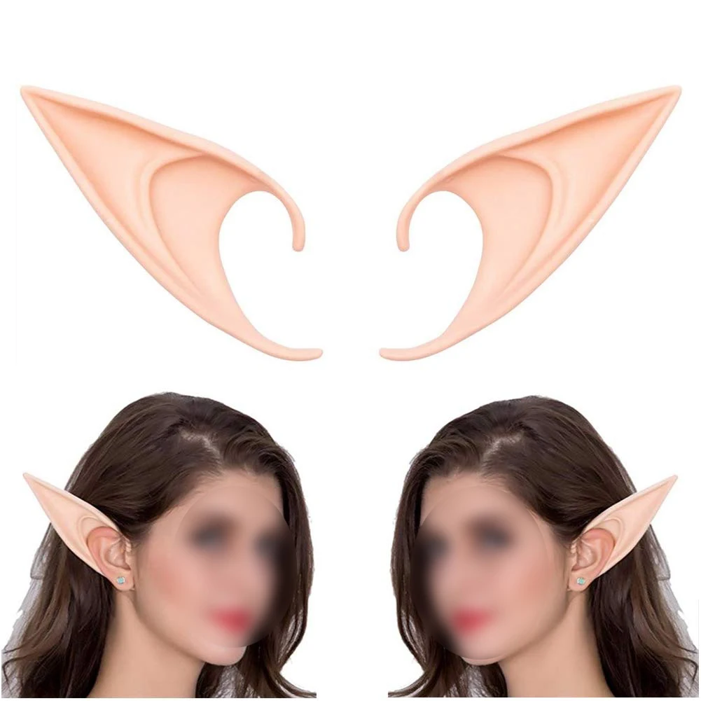 1pair Cosplay Fairy Elf Ears Soft Pointed Tips Anime Party Dress Up Costume Masquerade Accessories For Halloween Christmas Party