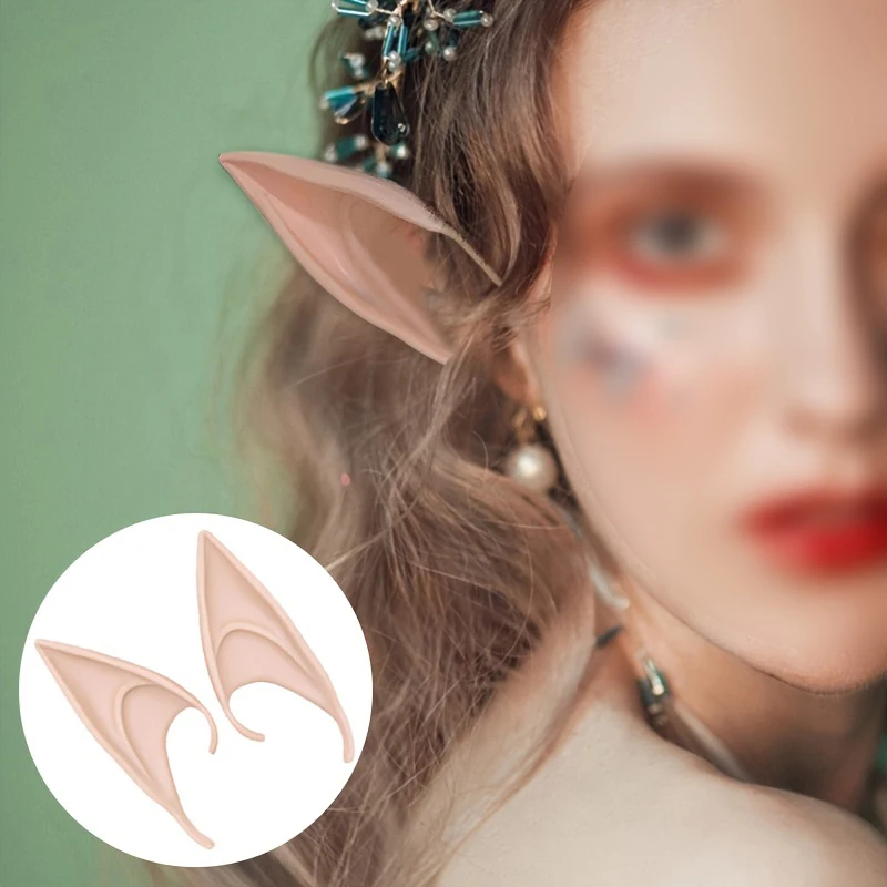 1pair Cosplay Fairy Elf Ears Soft Pointed Tips Anime Party Dress Up Costume Masquerade Accessories For Halloween Christmas Party