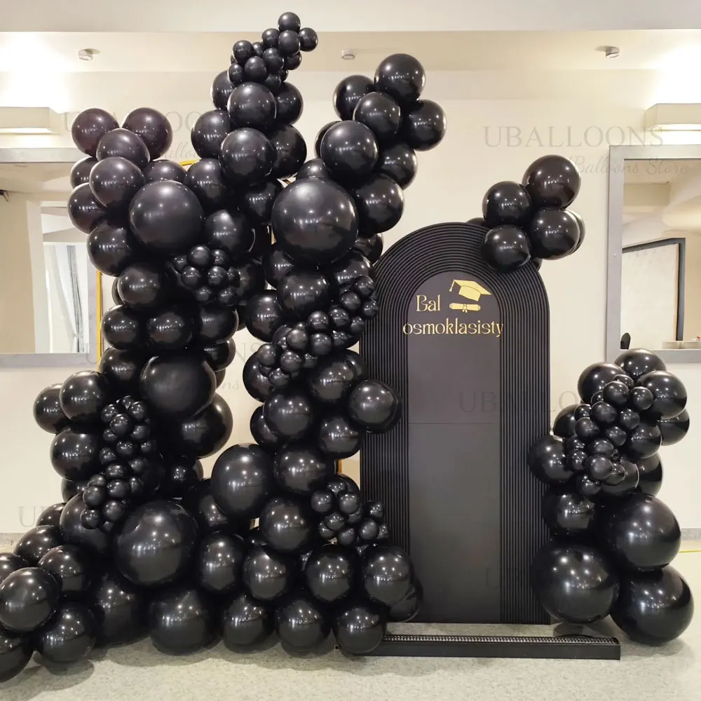 Black Balloons Garland Arch 5/10/12/18inch Dark Black Helium Latex Balloons for Birthday Halloween Christmas New Year Prom Decor