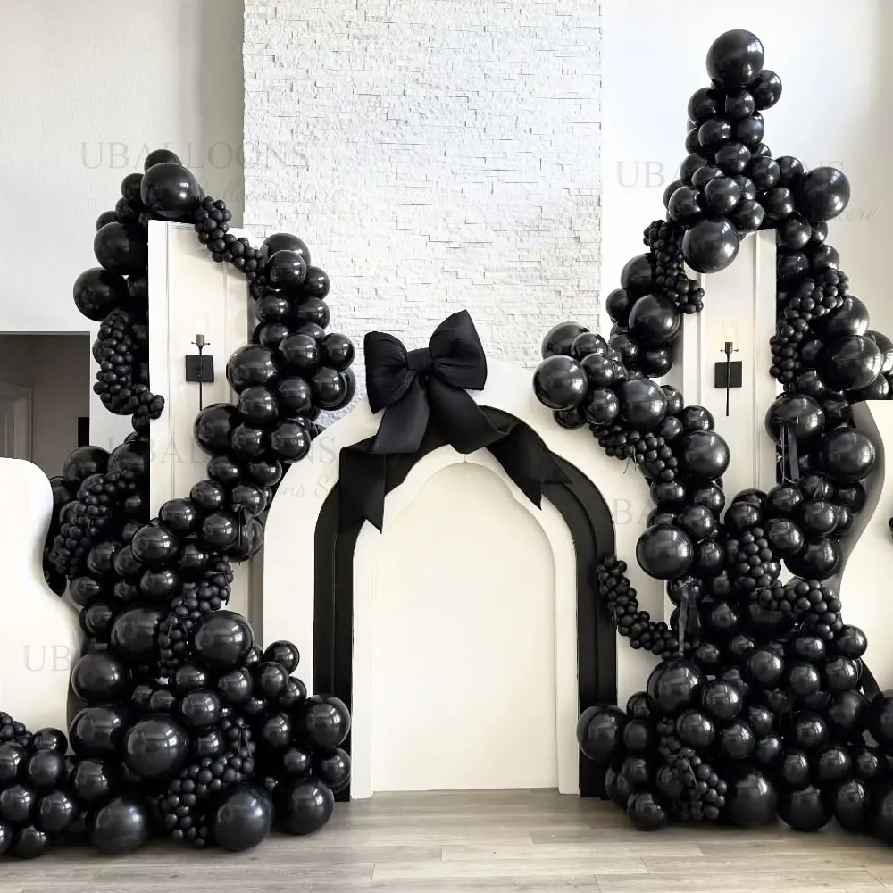 Black Balloons Garland Arch 5/10/12/18inch Dark Black Helium Latex Balloons for Birthday Halloween Christmas New Year Prom Decor
