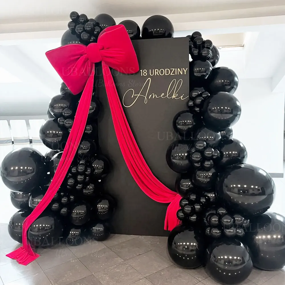 Black Balloons Garland Arch 5/10/12/18inch Dark Black Helium Latex Balloons for Birthday Halloween Christmas New Year Prom Decor