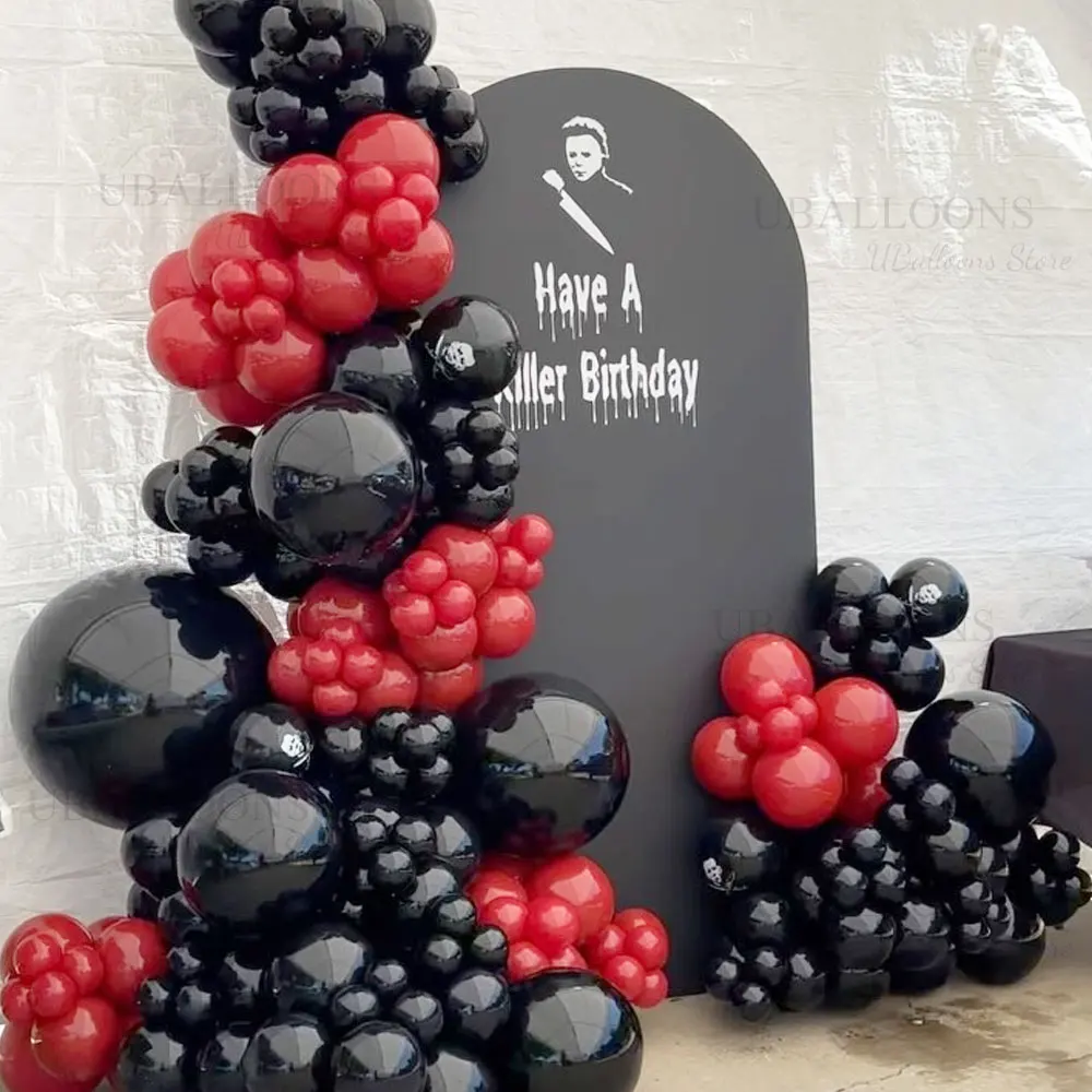 Black Balloons Garland Arch 5/10/12/18inch Dark Black Helium Latex Balloons for Birthday Halloween Christmas New Year Prom Decor
