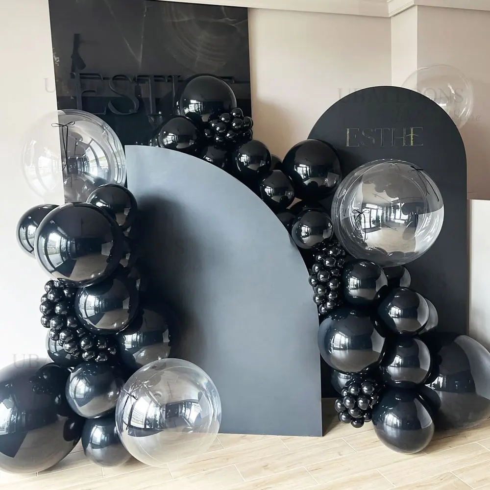 Black Balloons Garland Arch 5/10/12/18inch Dark Black Helium Latex Balloons for Birthday Halloween Christmas New Year Prom Decor