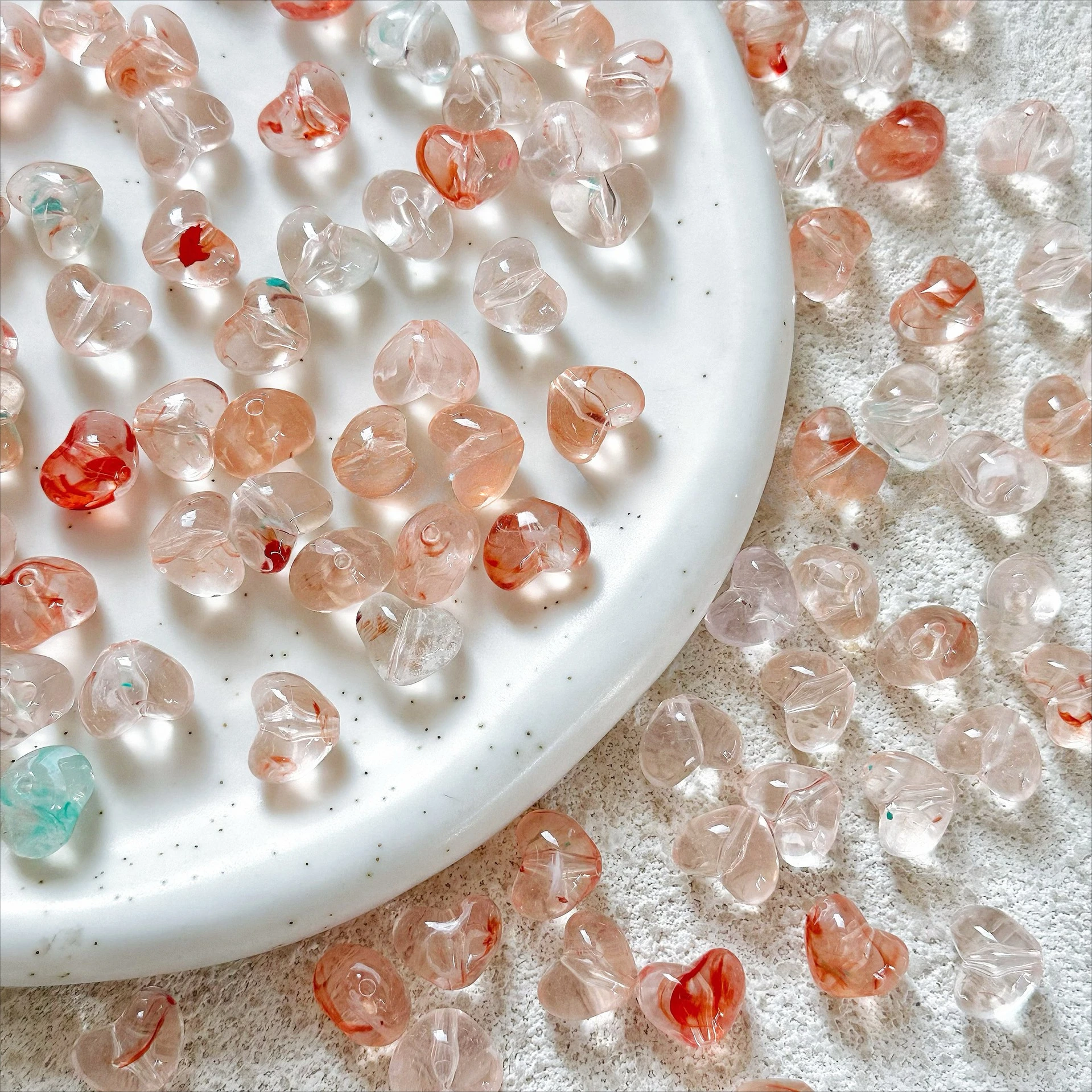 30 Pcs, 10*12mm, Fashionable, Multi-Color, Love Beads, Candy Color, Diy, Jewelry Making Materials, Suitable for Bracelets, Necklaces, Keychains, Christmas Handicrafts and Accessories