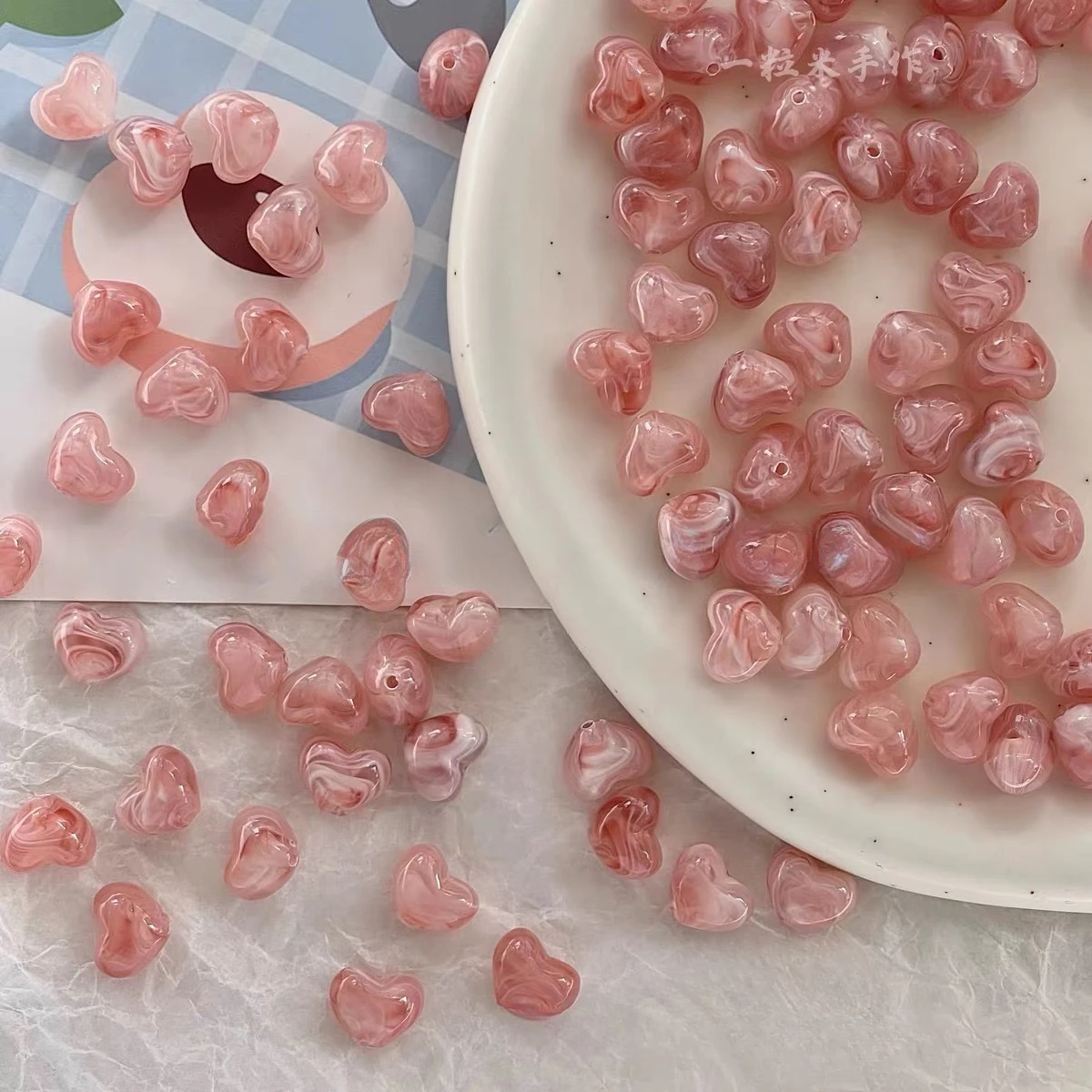 30 Pcs, 10*12mm, Fashionable, Multi-Color, Love Beads, Candy Color, Diy, Jewelry Making Materials, Suitable for Bracelets, Necklaces, Keychains, Christmas Handicrafts and Accessories