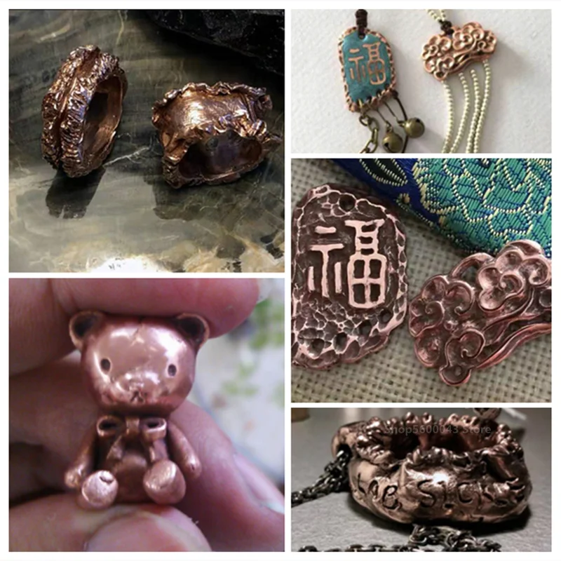 10g/50g Art Copper Clay Handmade DIY Copper Decoration Couple Ring Pendant Gift Copper Mud Christmas Wood Grain Gold