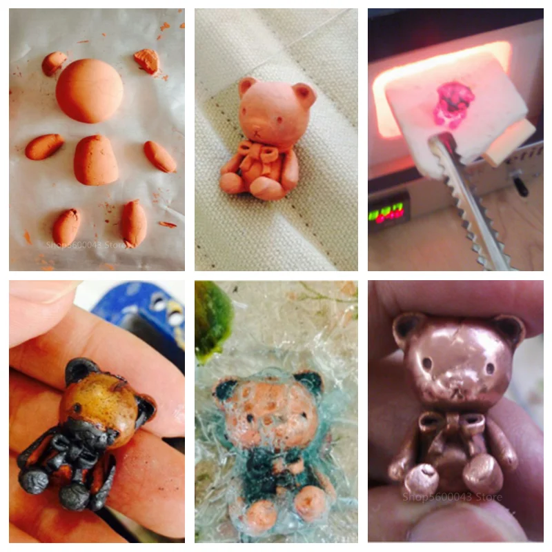 10g/50g Art Copper Clay Handmade DIY Copper Decoration Couple Ring Pendant Gift Copper Mud Christmas Wood Grain Gold