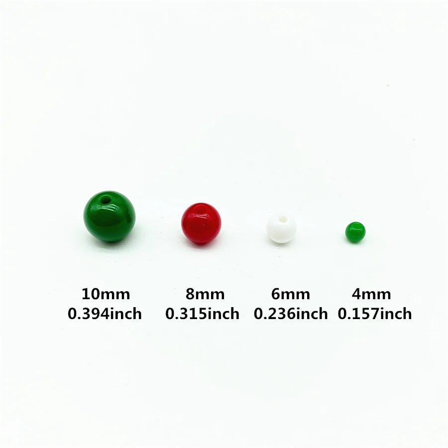 4/6/8/10mm Red Green White Christmas Color Acrylic Round Beads For Jewelry Making DIY Necklace Bracelet Earrings Charms Supplies