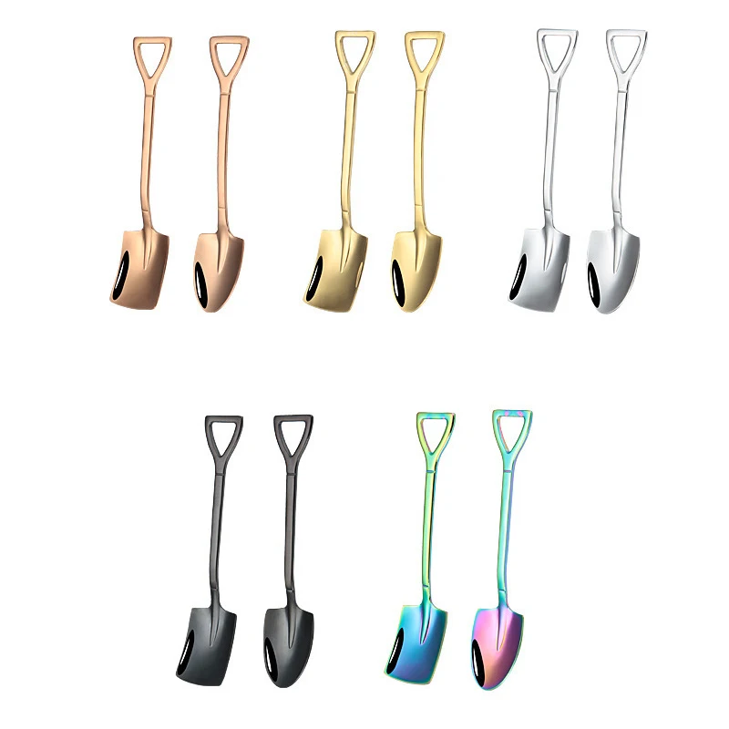 Shovel Spoon Stainless Steel Teaspoon For Coffee Spoon Fruit Ice Cream Dessert Scoop Kitchen Accessories Wedding Christmas Gift