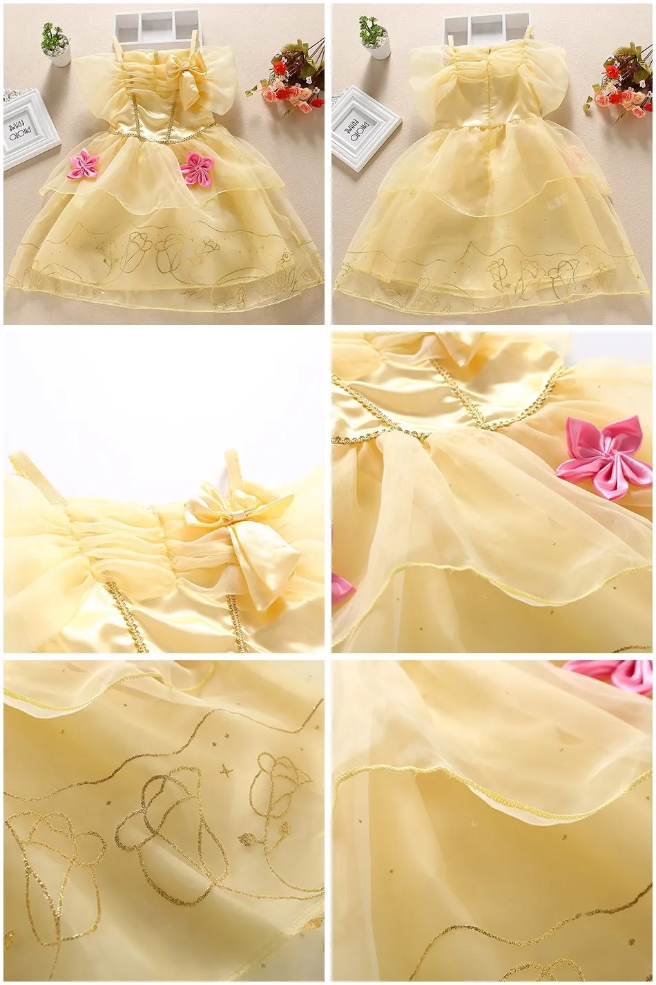 Children Princess Costume Party Fancy Flower Vestido New 2024 Christmas Birthday Carnival Dress Up Rapunzel Belle Disguise Frock