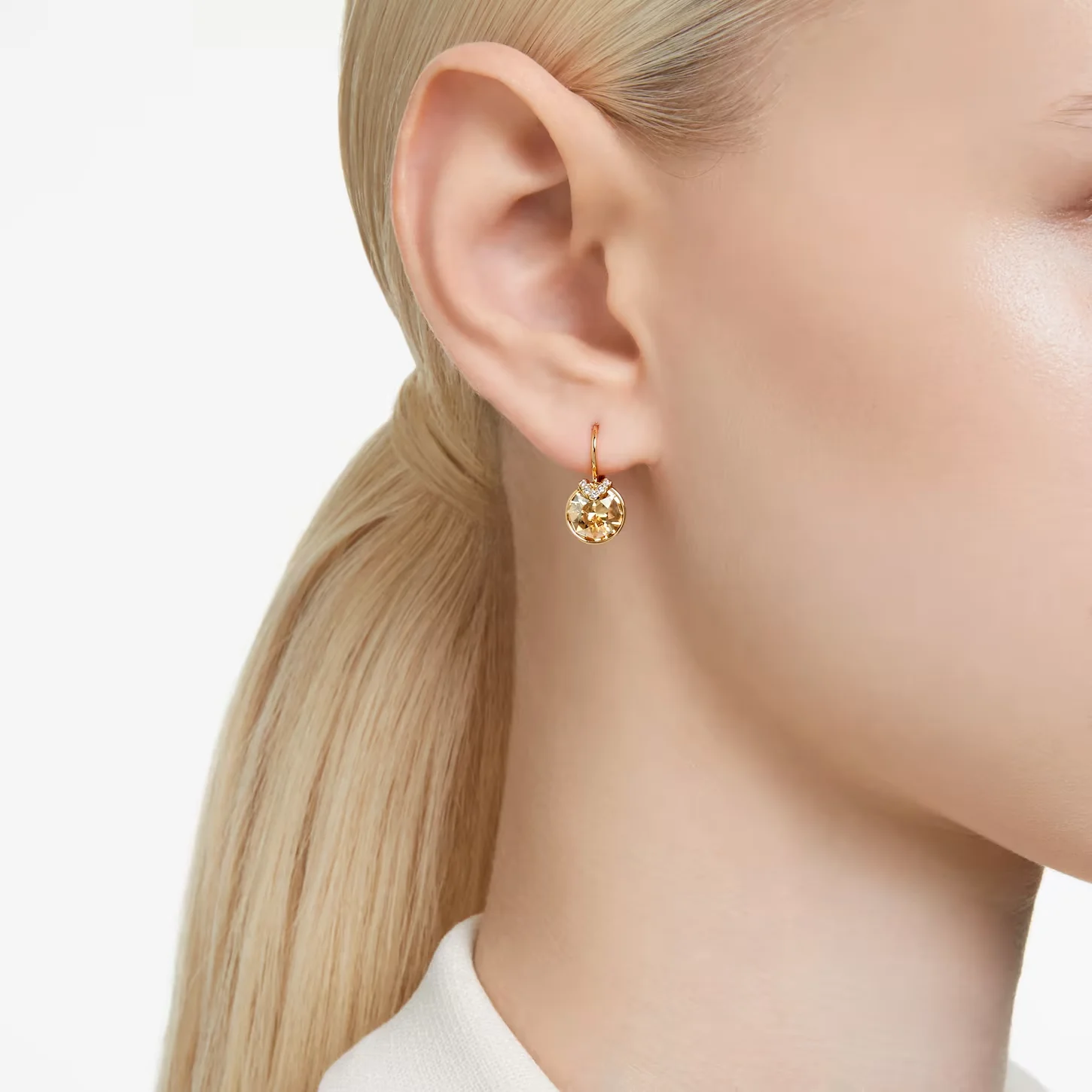 Bella V Drop Earring for Women Christmas Birthday Genuine Crystals from Austria Round Cut Dangle Silver Color Pierced Jewelry