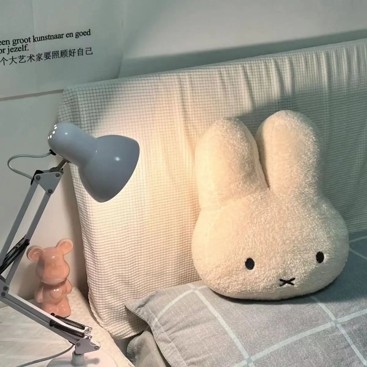 Kawaii Miffy Plush Pillow Cute Sweet Doll Toy Creative Room Decoration Cartoon Ornament Birthday Christmas Gift