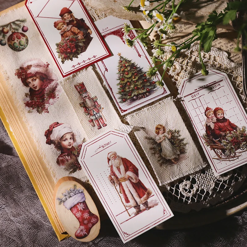Vintage Christmas Snowman RUB ON Stickers Junk Journal Collage Mushroom Transfer Stickers DIY Album Scrapbooking Craft Stickers