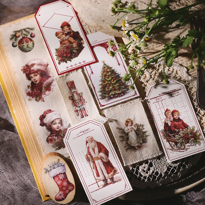 Vintage Christmas Snowman RUB ON Stickers Junk Journal Collage Mushroom Transfer Stickers DIY Album Scrapbooking Craft Stickers
