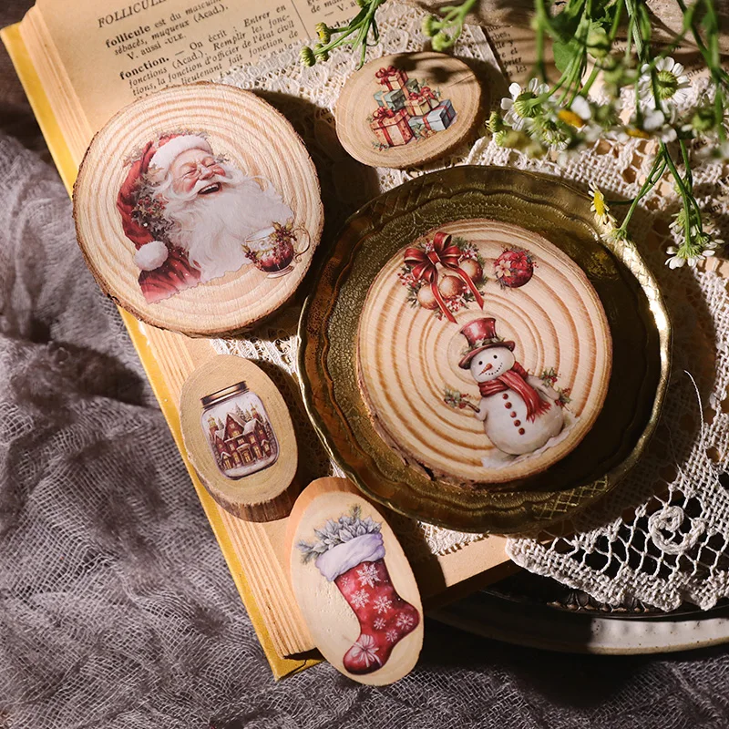 Vintage Christmas Snowman RUB ON Stickers Junk Journal Collage Mushroom Transfer Stickers DIY Album Scrapbooking Craft Stickers