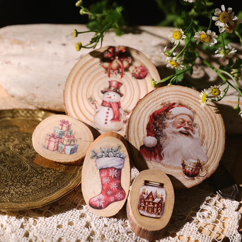 Vintage Christmas Snowman RUB ON Stickers Junk Journal Collage Mushroom Transfer Stickers DIY Album Scrapbooking Craft Stickers