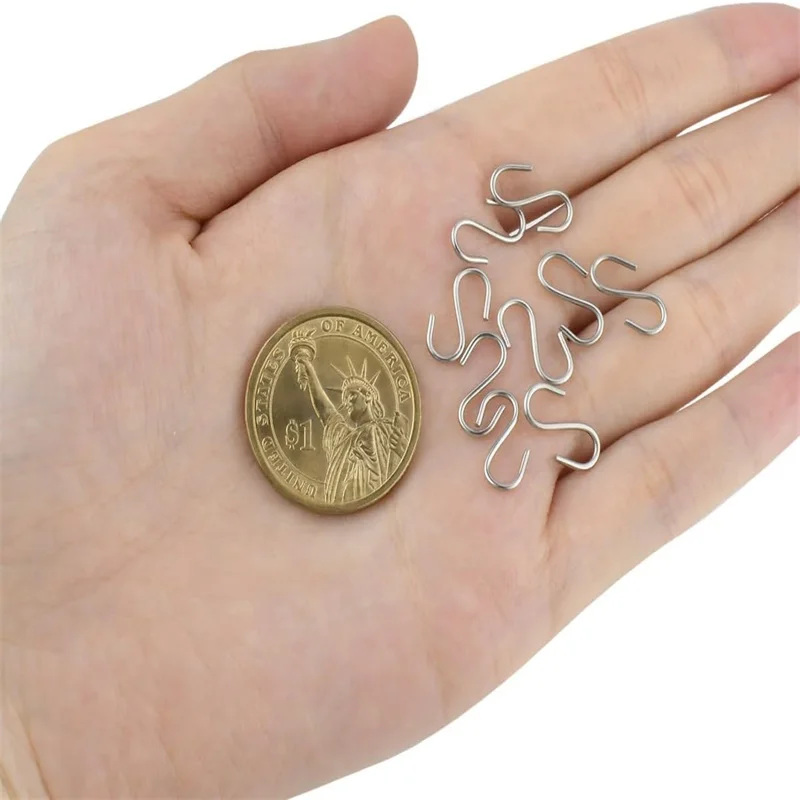 100Pcs 0.55 Mini S-Shaped Metal Ornament Hooks With Storage Box For DIY Crafts Jewelry Tags Christmas Tree Decorations