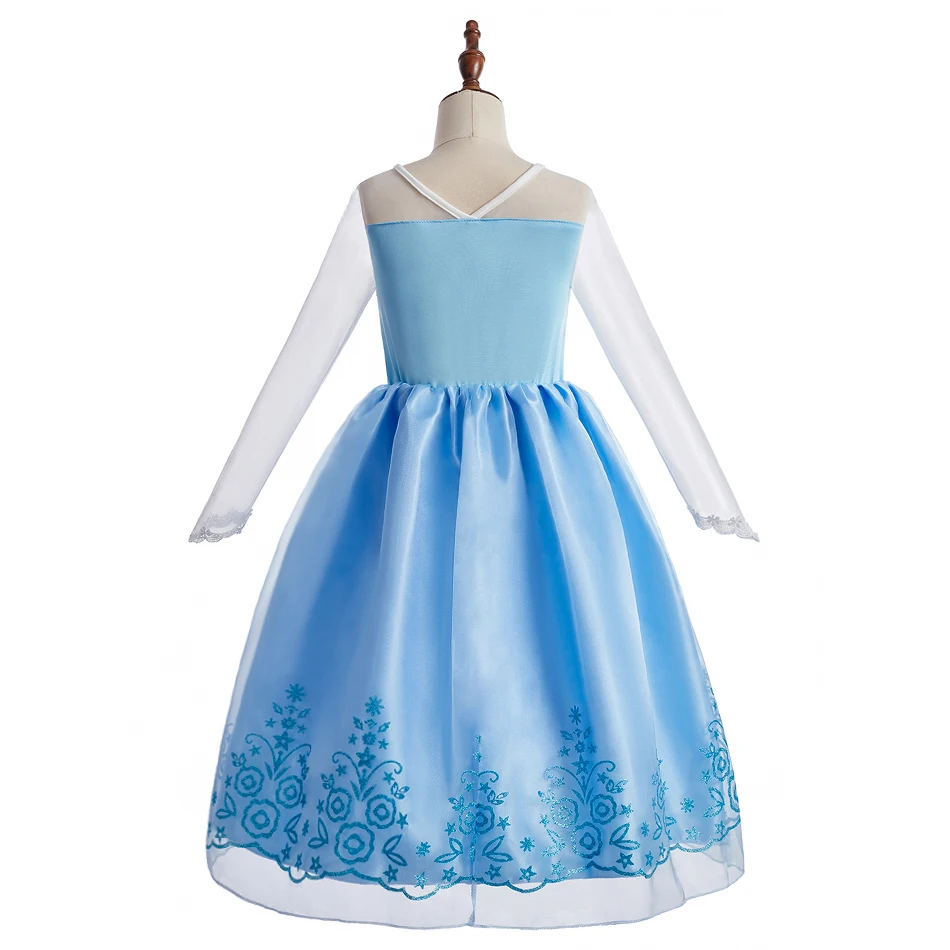 Children Princess Fancy Costume Elsa Party Carnival White Dress Up for Girl Christmas Birthday Cosplay Belle Snowflake Vestidoes