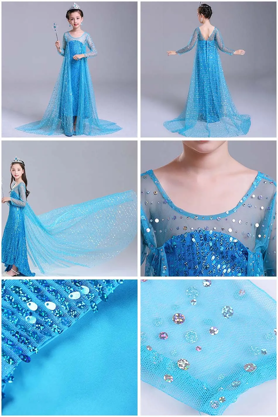 Children Princess Fancy Costume Elsa Party Carnival White Dress Up for Girl Christmas Birthday Cosplay Belle Snowflake Vestidoes