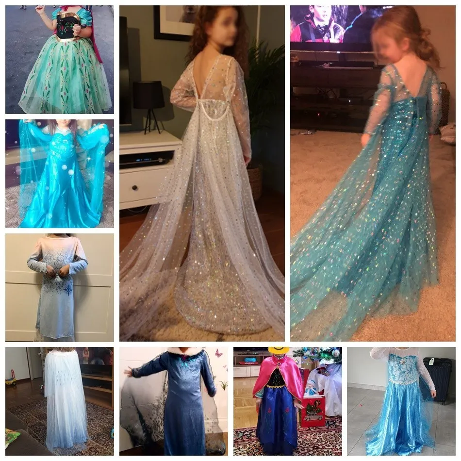 Children Princess Fancy Costume Elsa Party Carnival White Dress Up for Girl Christmas Birthday Cosplay Belle Snowflake Vestidoes