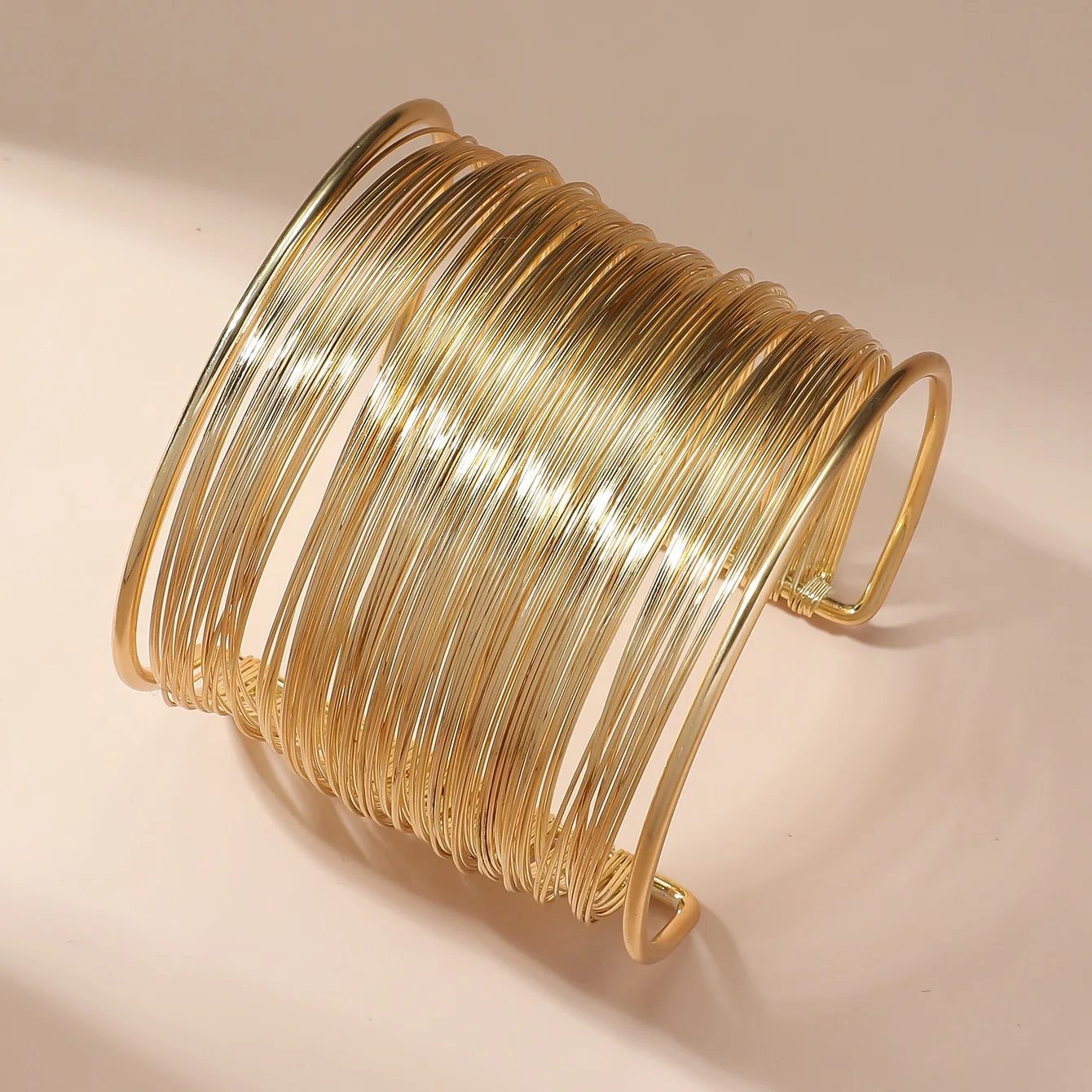 Metal Multi-layer Open Arm Ring Punk Wide Cuff Bangles Girl Jewelry Simple Exaggerated Geometric Pulseras Christmas Gift