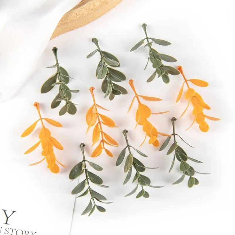 50Pcs Artificial Plant Leaves Christmas Party Home Wedding Background Wall Decoration Accessories Diy Cake Candy Box Scrapbook