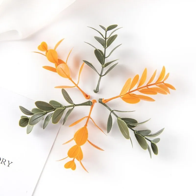 50Pcs Artificial Plant Leaves Christmas Party Home Wedding Background Wall Decoration Accessories Diy Cake Candy Box Scrapbook