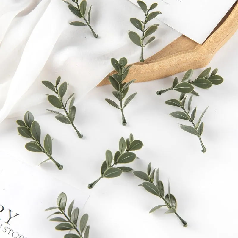 50Pcs Artificial Plant Leaves Christmas Party Home Wedding Background Wall Decoration Accessories Diy Cake Candy Box Scrapbook
