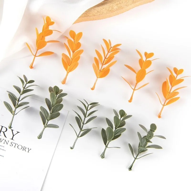 50Pcs Artificial Plant Leaves Christmas Party Home Wedding Background Wall Decoration Accessories Diy Cake Candy Box Scrapbook