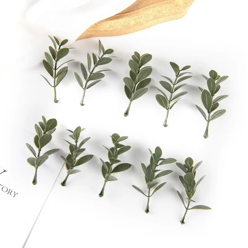 50Pcs Artificial Plant Leaves Christmas Party Home Wedding Background Wall Decoration Accessories Diy Cake Candy Box Scrapbook