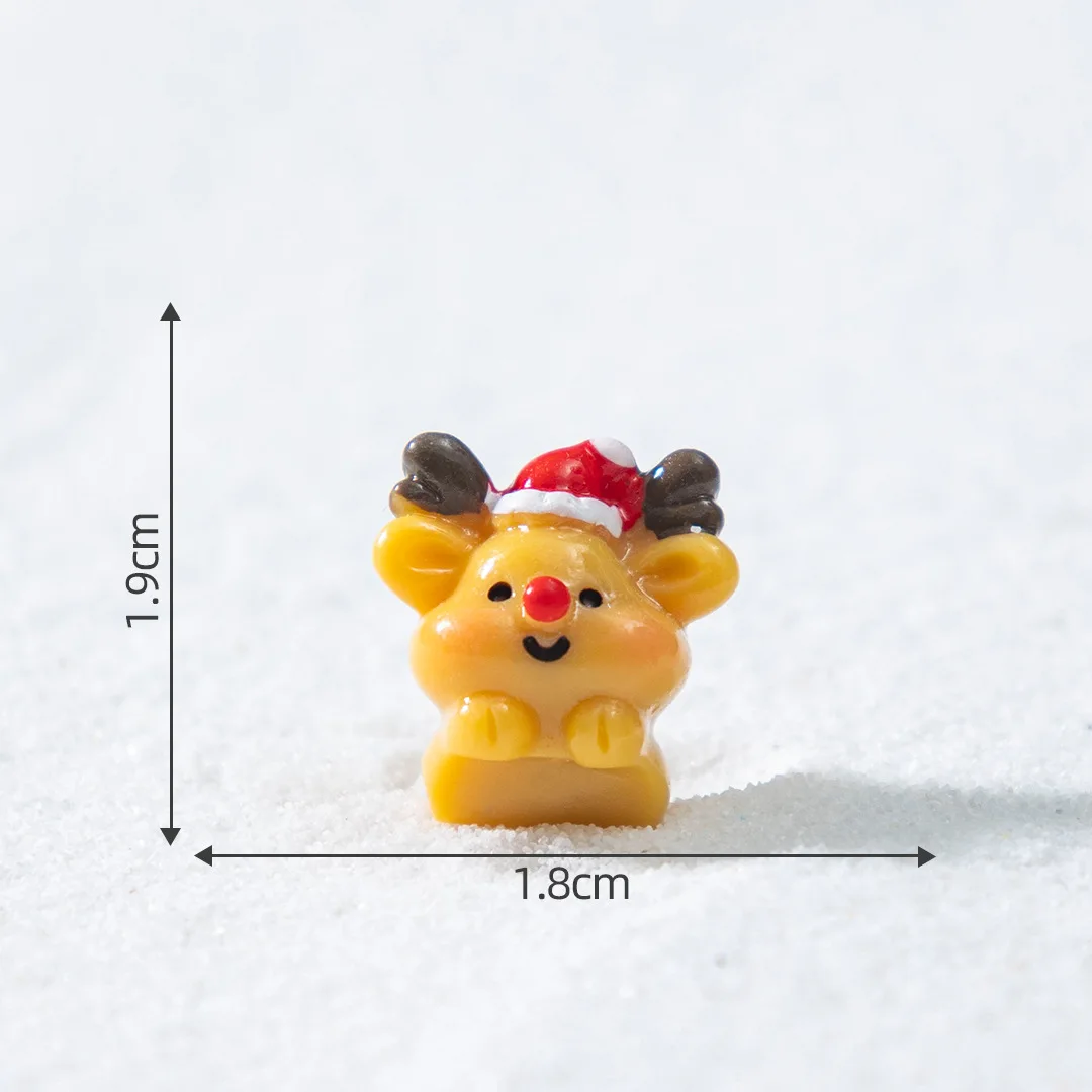 10pcs Christmas Snowman Elk Bobsleigh Mini Resin Jewelry Pendant DIY3D Glossy Micro-Landscape Desktop Small Decorative Item