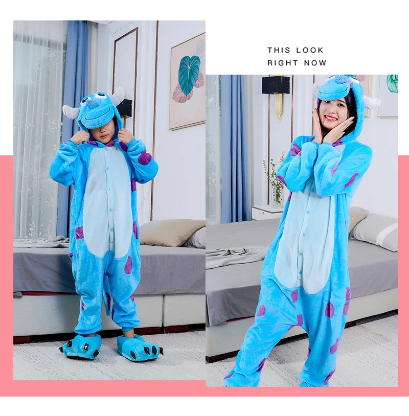 Women Men Onesies Kigurumi Sulley Cartoon Onesie Anime Pajamas Winter Outfit Festival Party Suit Gift For Halloween Christmas