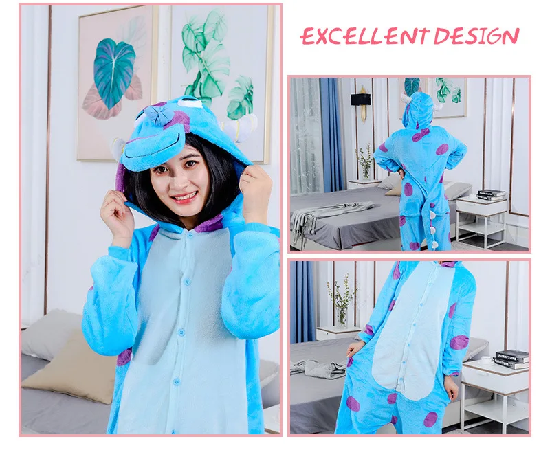 Women Men Onesies Kigurumi Sulley Cartoon Onesie Anime Pajamas Winter Outfit Festival Party Suit Gift For Halloween Christmas