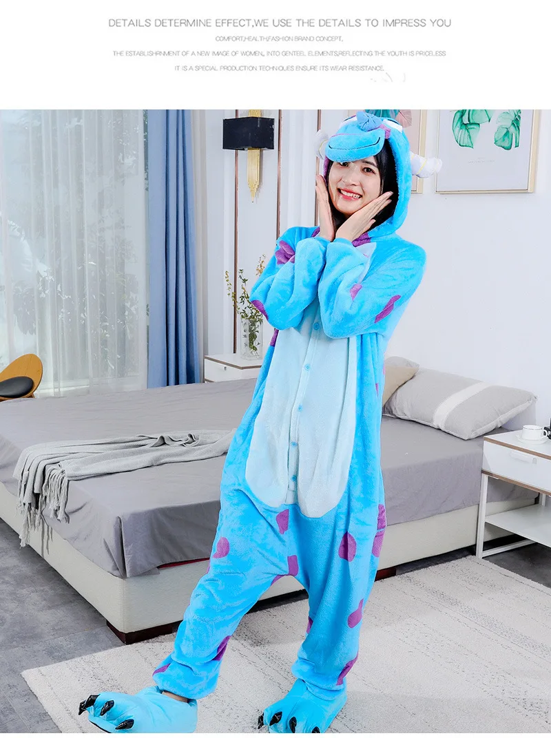 Women Men Onesies Kigurumi Sulley Cartoon Onesie Anime Pajamas Winter Outfit Festival Party Suit Gift For Halloween Christmas