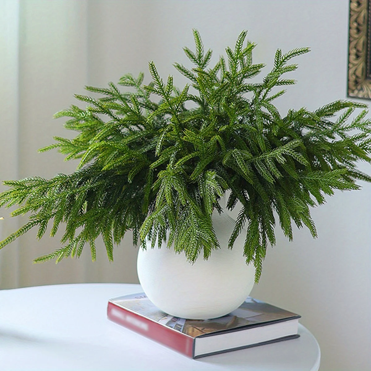 10pcs Christmas Artificial Norfolk Pine Branches Faux Greenery Stems Lifelike for Vase Table Centerpieces Home Holiday Decor