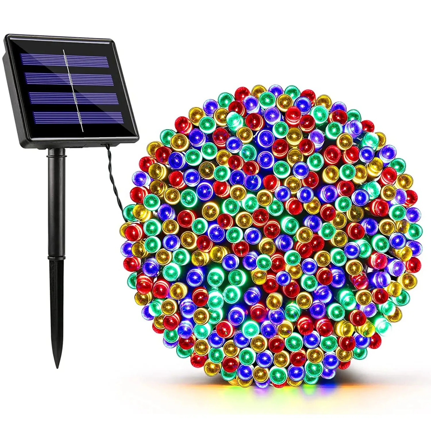 Solar LED String Lights 8-Color Outdoor Waterproof Fairy String Lights Suitable for Terrace Weddings, Christmas and Garden Light