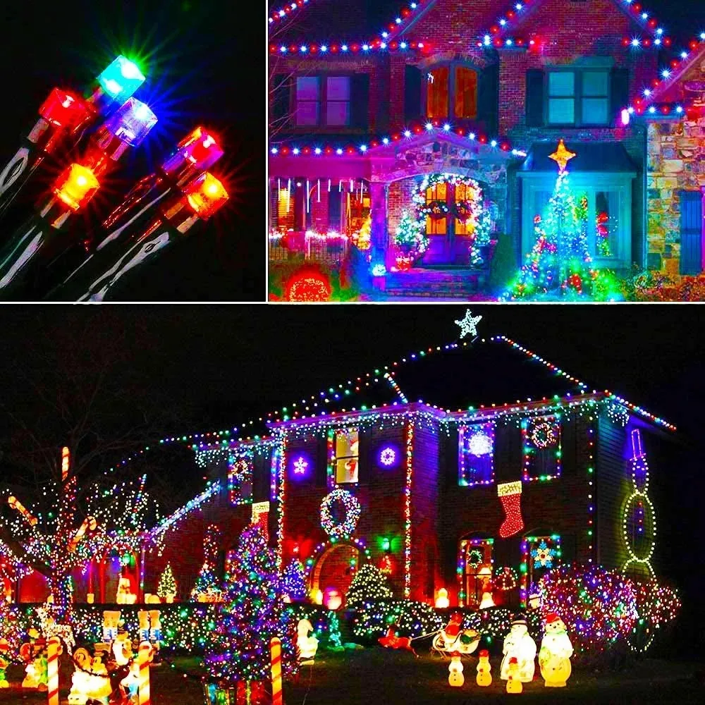Solar LED String Lights 8-Color Outdoor Waterproof Fairy String Lights Suitable for Terrace Weddings, Christmas and Garden Light