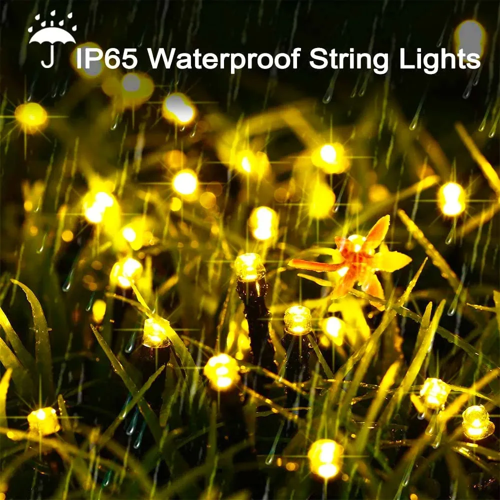Solar LED String Lights 8-Color Outdoor Waterproof Fairy String Lights Suitable for Terrace Weddings, Christmas and Garden Light