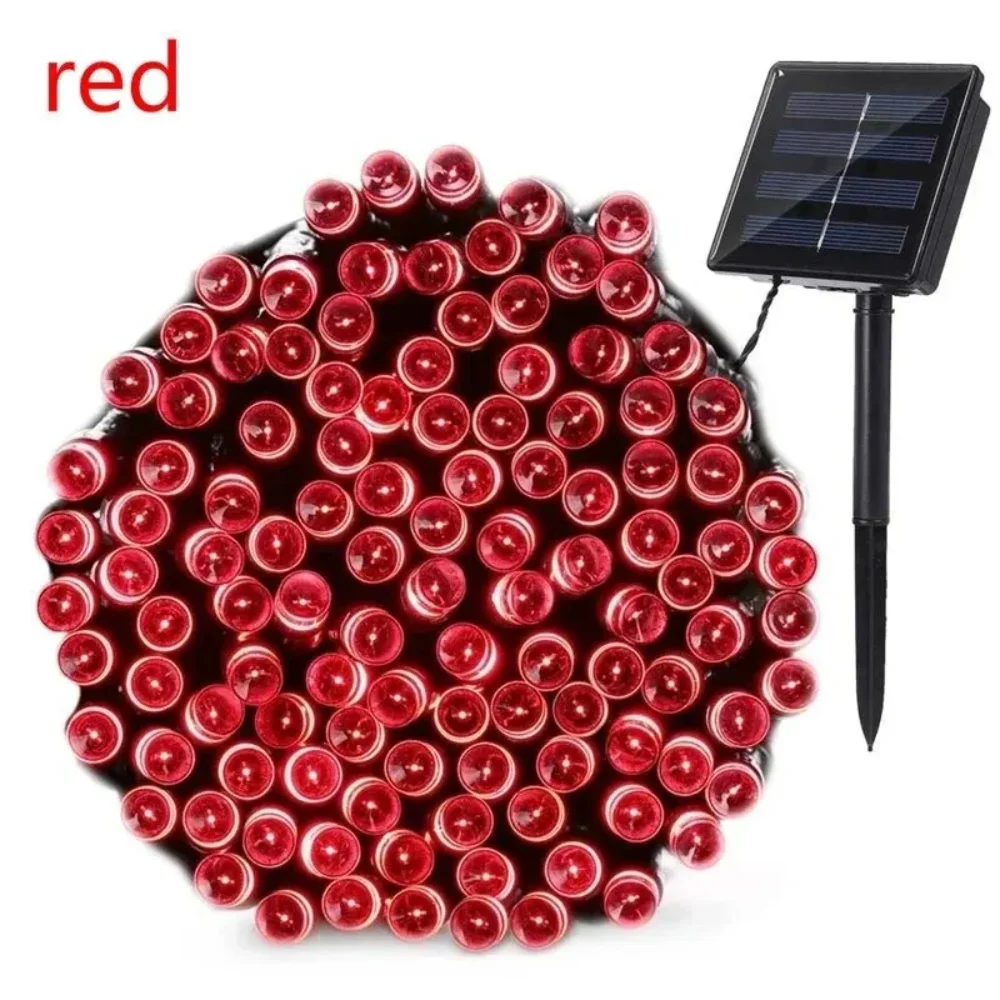 Solar LED String Lights 8-Color Outdoor Waterproof Fairy String Lights Suitable for Terrace Weddings, Christmas and Garden Light