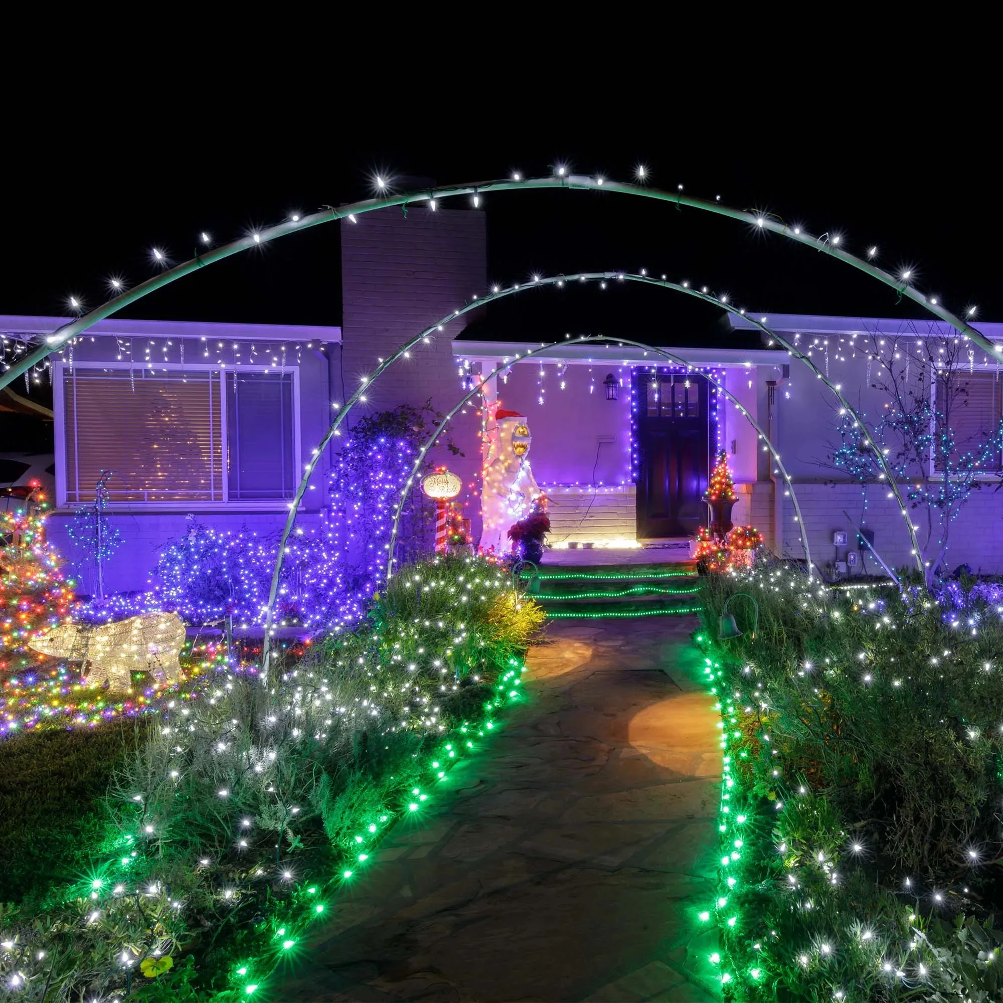 Solar LED String Lights 8-Color Outdoor Waterproof Fairy String Lights Suitable for Terrace Weddings, Christmas and Garden Light
