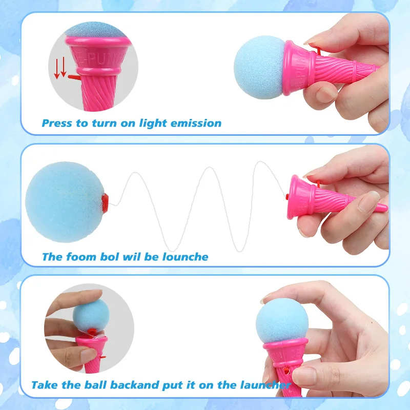 10/20/30Pcs Ice Cream Shooters Soft Sponge Ball Catapult Toy Kids Birthday Party Favors Pinata Goodie Bag Filler Christmas Gifts
