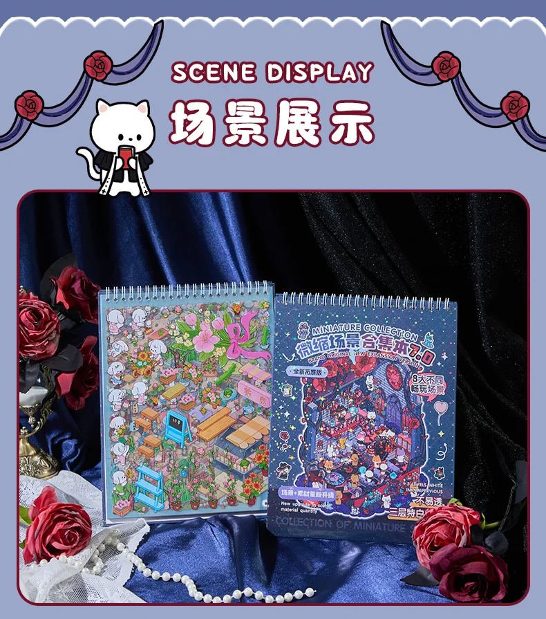 Kawaii Pickup Supermarket 3D Fantasy Fairy Tale Landscape Sticker book DIY Pocket Cabin Scene Christmas gifts 