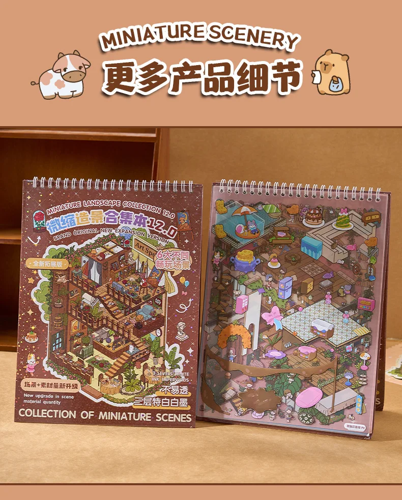 Kawaii Pickup Supermarket 3D Fantasy Fairy Tale Landscape Sticker book DIY Pocket Cabin Scene Christmas gifts 