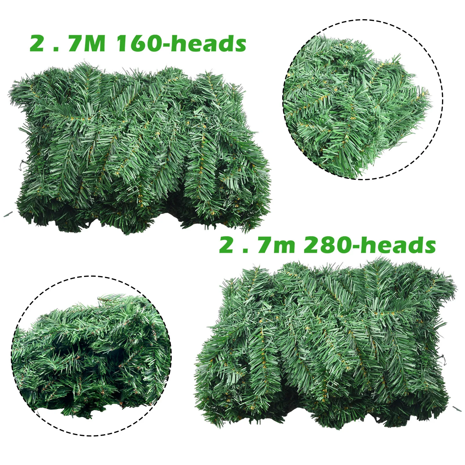 1pcs 2.7M Artificial Green Christmas Garland Wreath Christmas Pine Tree Rattan Decor Home Decor Xmas Stair Decoration