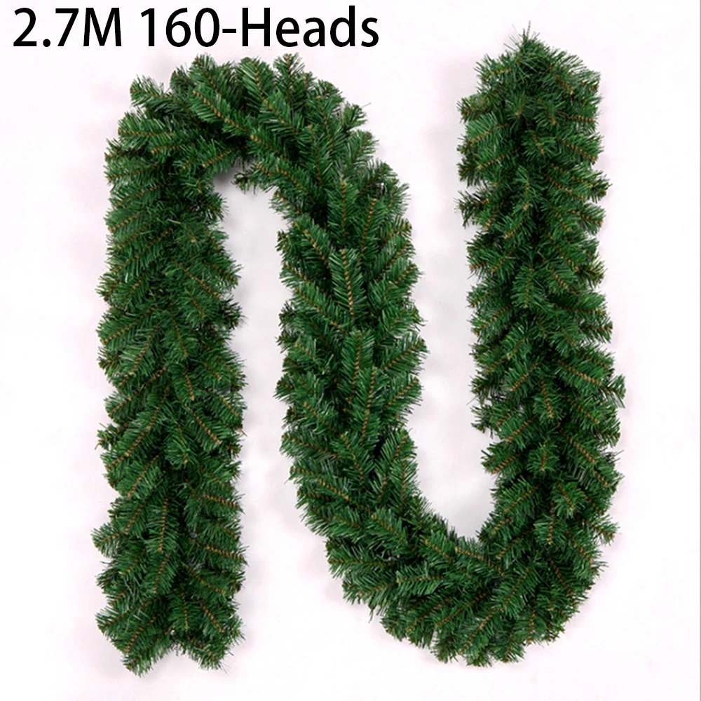 1pcs 2.7M Artificial Green Christmas Garland Wreath Christmas Pine Tree Rattan Decor Home Decor Xmas Stair Decoration