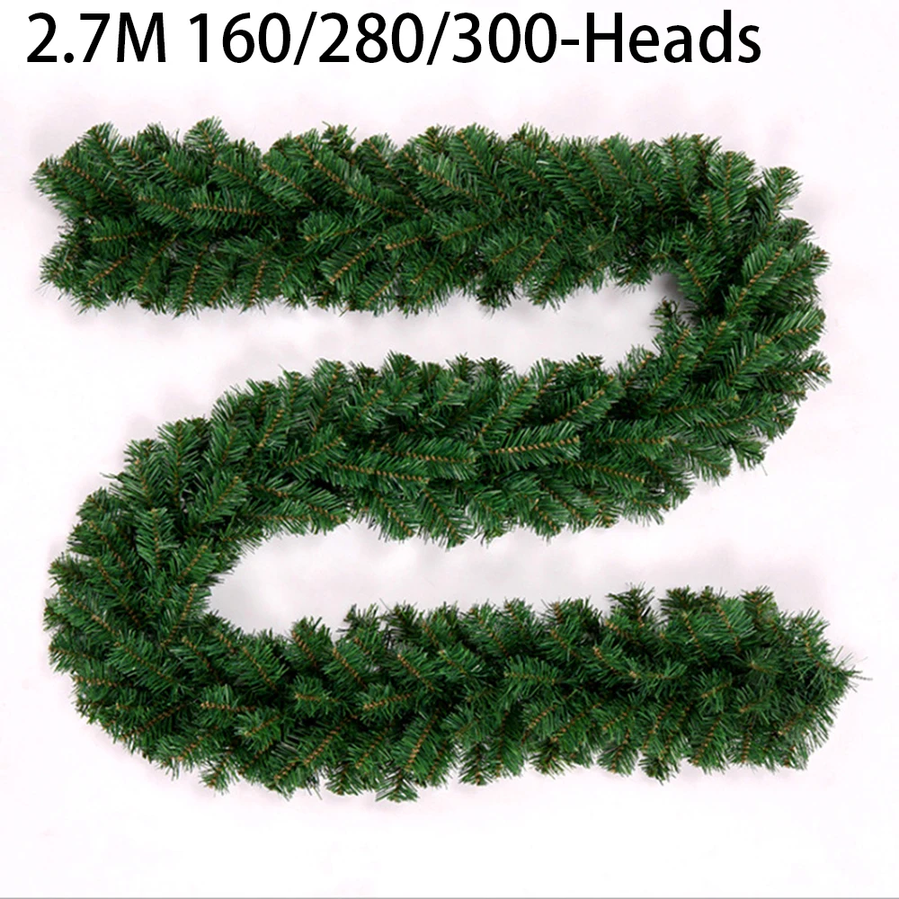 1pcs 2.7M Artificial Green Christmas Garland Wreath Christmas Pine Tree Rattan Decor Home Decor Xmas Stair Decoration